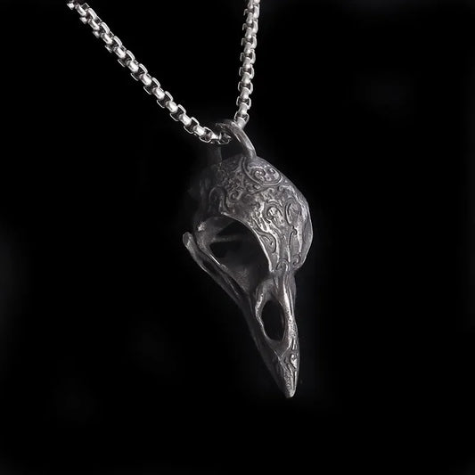 Raven Skull Pendant Necklace for Gothic Witchcore and Dark Alternative Fashion