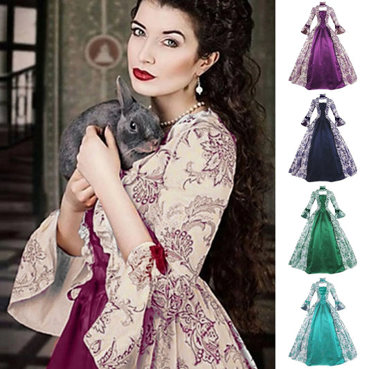 Ornate Vintage Gothic Court-Inspired Formal Ball Gown Dress