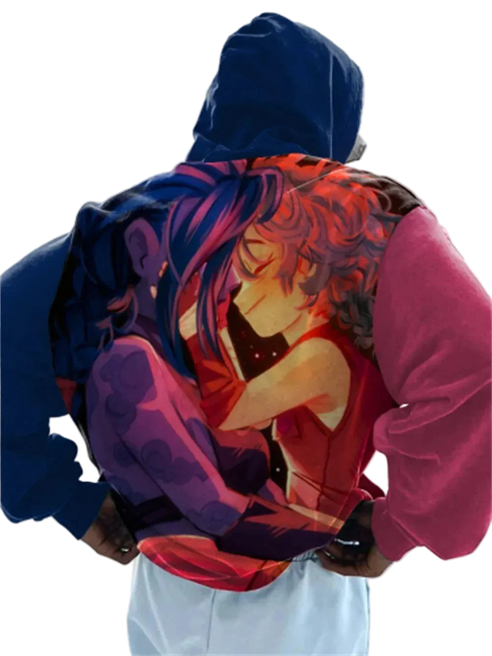 Oversized Anime Streetwear Hoodie with Fiery Manga Graphic Design
