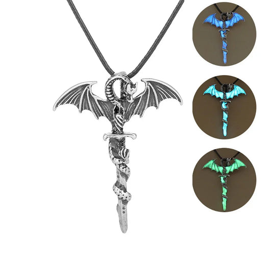 Dragon Sword Pendant Necklace Fantasy Gothic Alternative Statement Jewelry