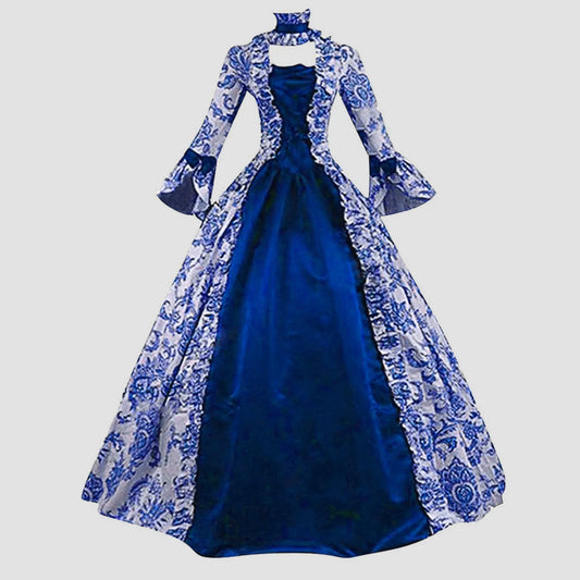 Victorian Renaissance Corset Maxi Dress with Ornate Brocade-Inspired Gothic Elegance