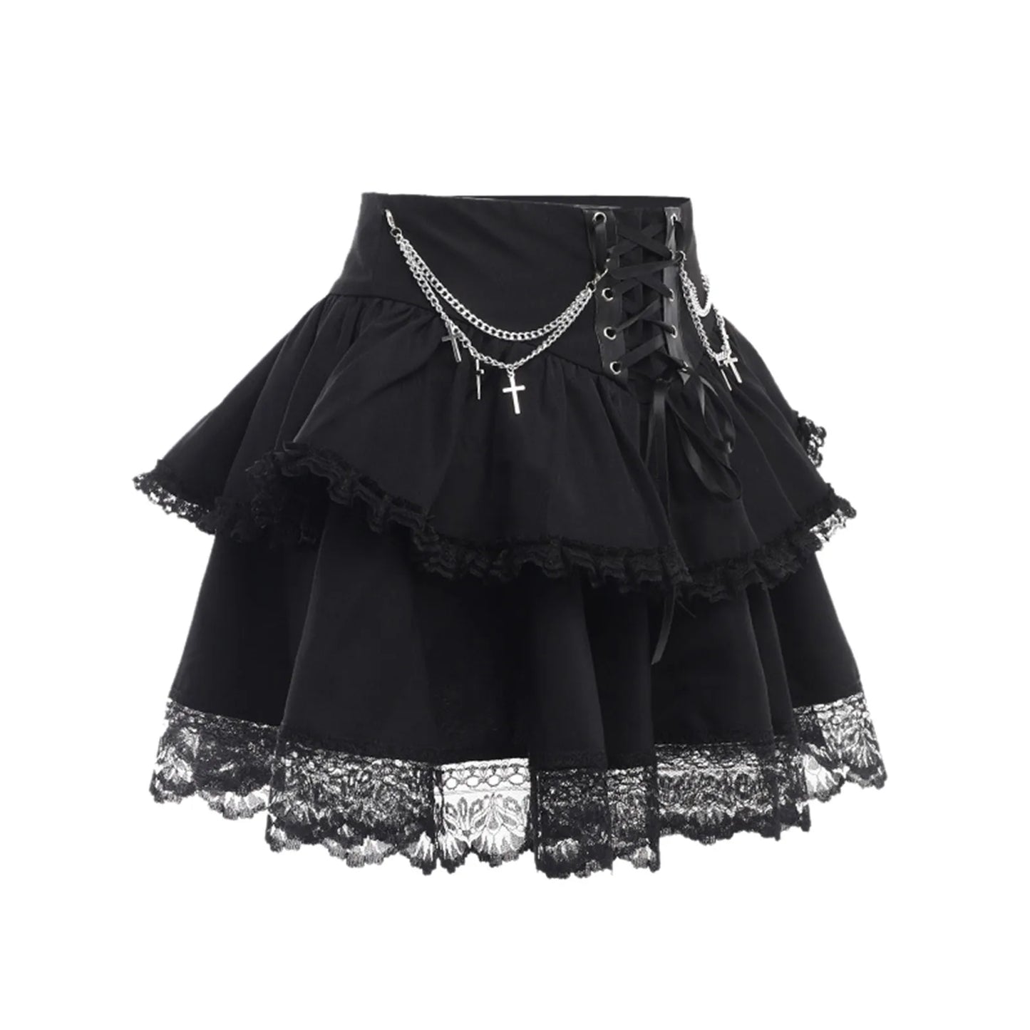 Layered Lace Gothic Dress with Elegant Dark Alternative Aesthetic