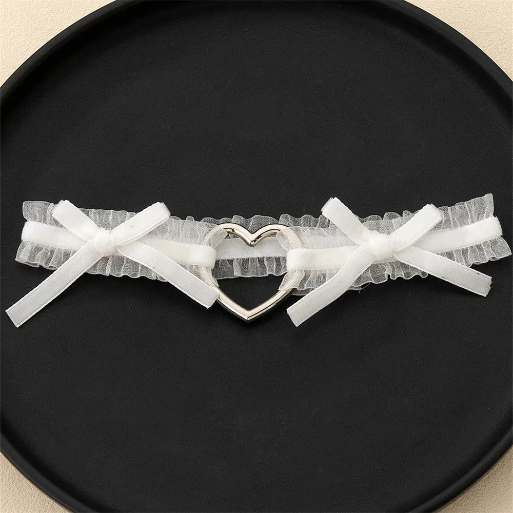 Heart Bow Thigh Garter Gothic Coquette Alternative Fashion Accessory