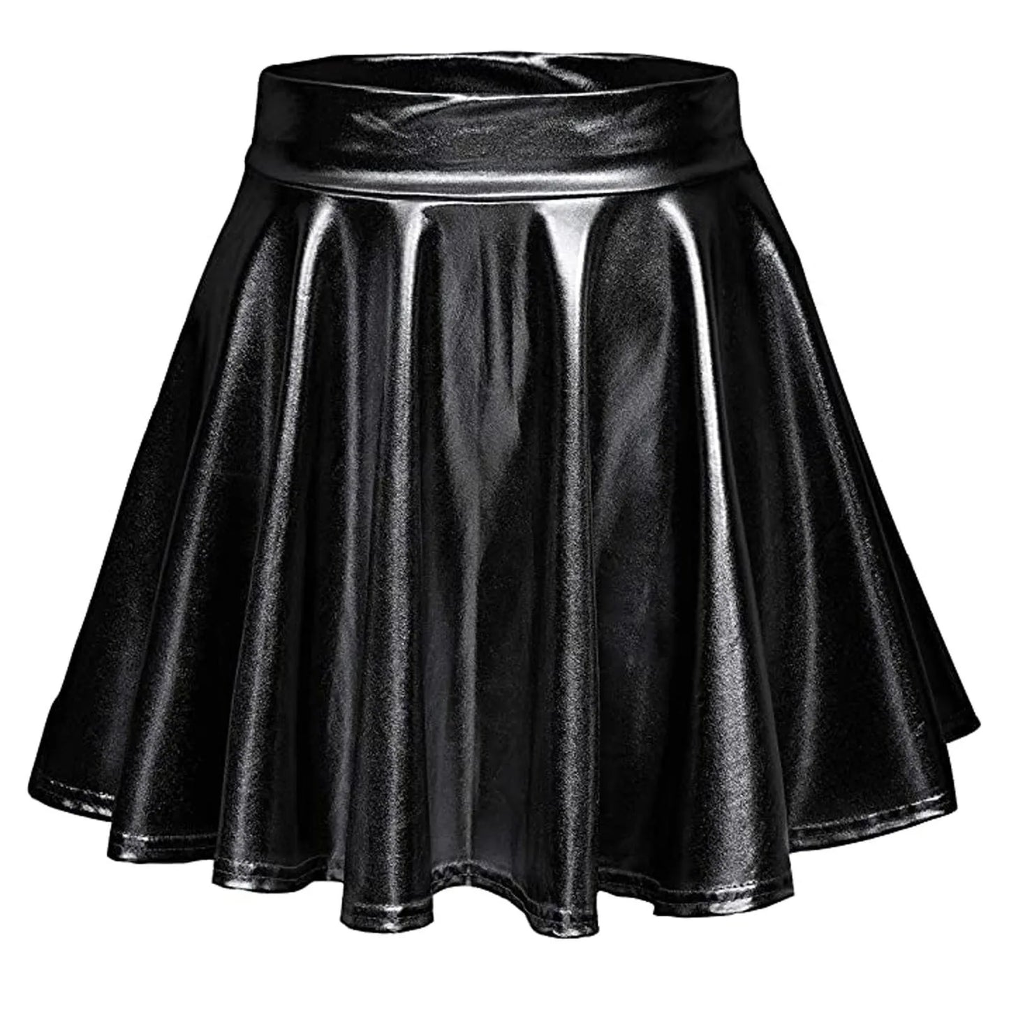 Glossy A-Line Mini Skirt with High Shine Streetwear Festival Styling