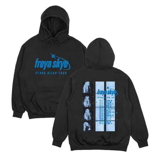 Vintage Tour Style Graphic Hoodie with Front and Back Artwork Streetwear Fit