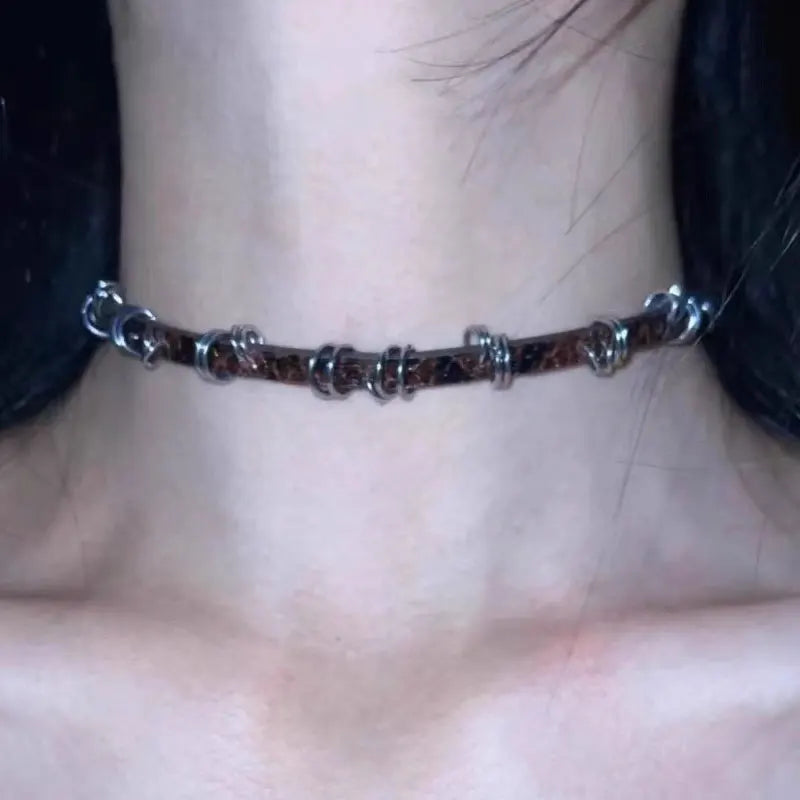 Y2K Punk Chain Collar Choker Necklace for Alternative and Grunge Outfits