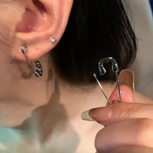 Safety Pin Stud Earrings for Punk Grunge and Y2K Alternative Fashion