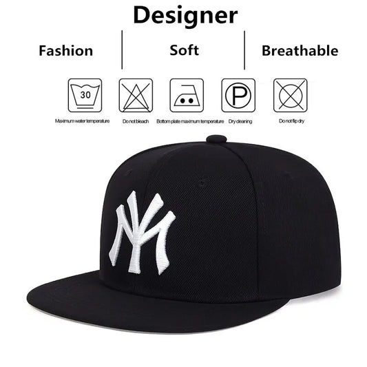 Embroidered Flat Brim Snapback Cap Adjustable Hip Hop Streetwear Baseball Fashion Hat