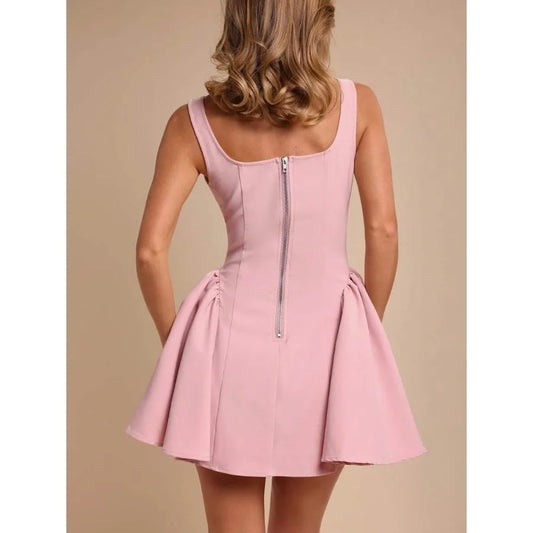 Minimal Sleeveless Mini Dress with Structured Flared Skirt Silhouette