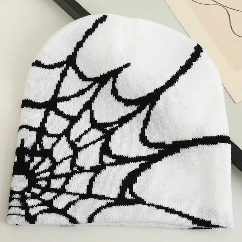 Spider Web Pattern Knit Beanie for Contemporary Streetwear Casual Everyday Fashion and Comfort