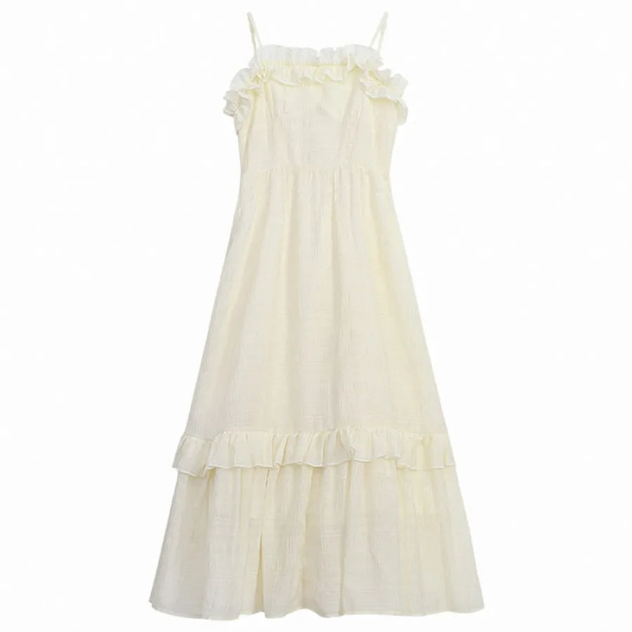 Layered Chiffon Dark Coquette Alternative Fashion Maxi Dress