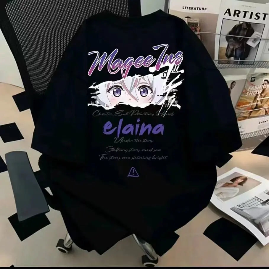 Mystic Witch Anime Graphic Oversized Soft Cotton Casual T-Shirt