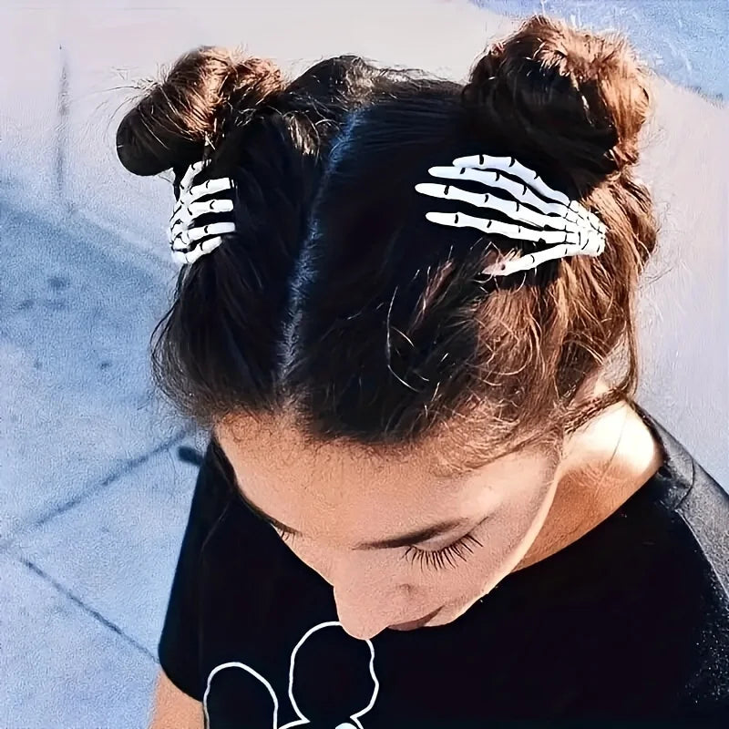Skeleton Hand Hair Claw Clip Gothic Punk Statement Hairstyle Accessory