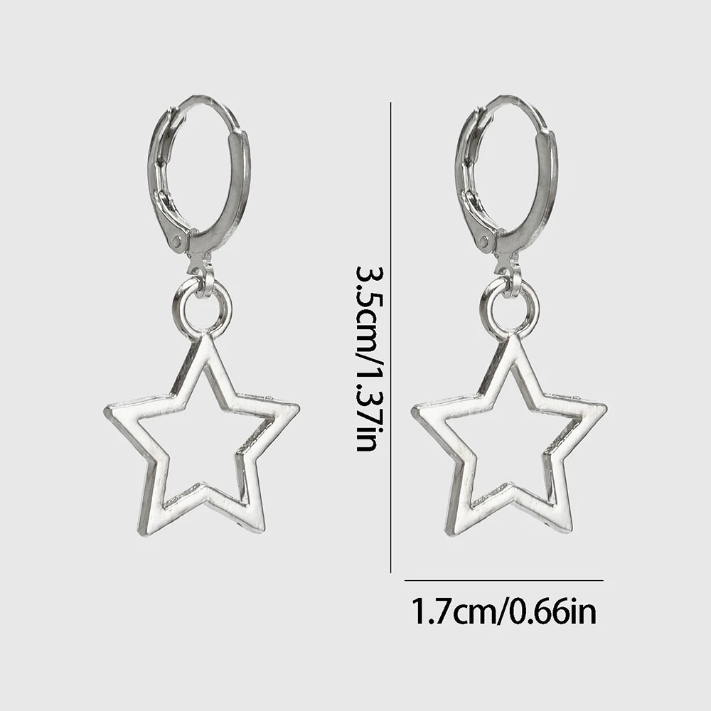 Hollow Star Drop Earrings Y2K Alternative Celestial Fashion Jewelry