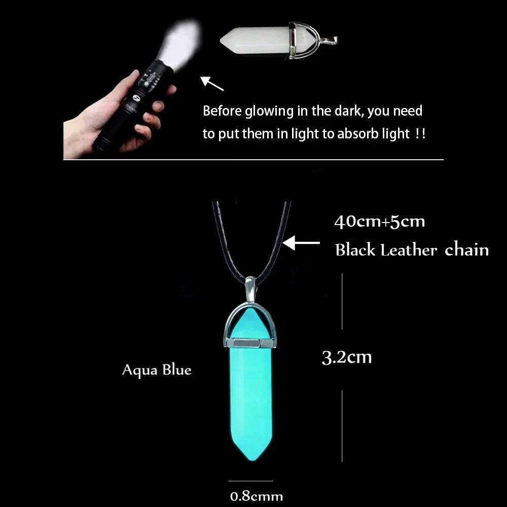Luminous Crystal Point Pendant Necklace for Cyber Goth and Y2K Styling