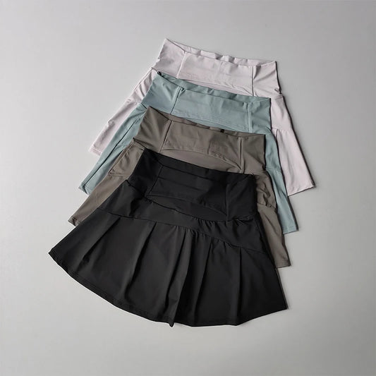High Waist Athletic Skort with Flared Hem Performance Tennis Styling