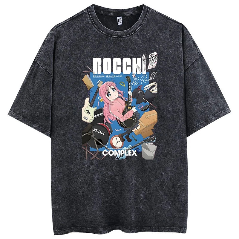Anime Goth Oversized Tee with Casual Manga Streetwear Illustration