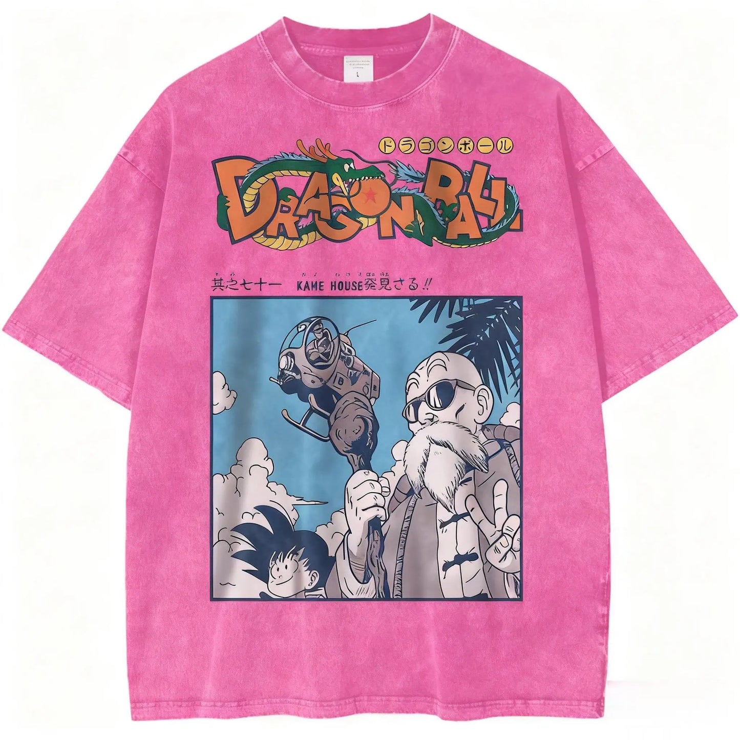 Vintage Washed Oversized Graphic Streetwear Tee with Retro Adventure Illustration