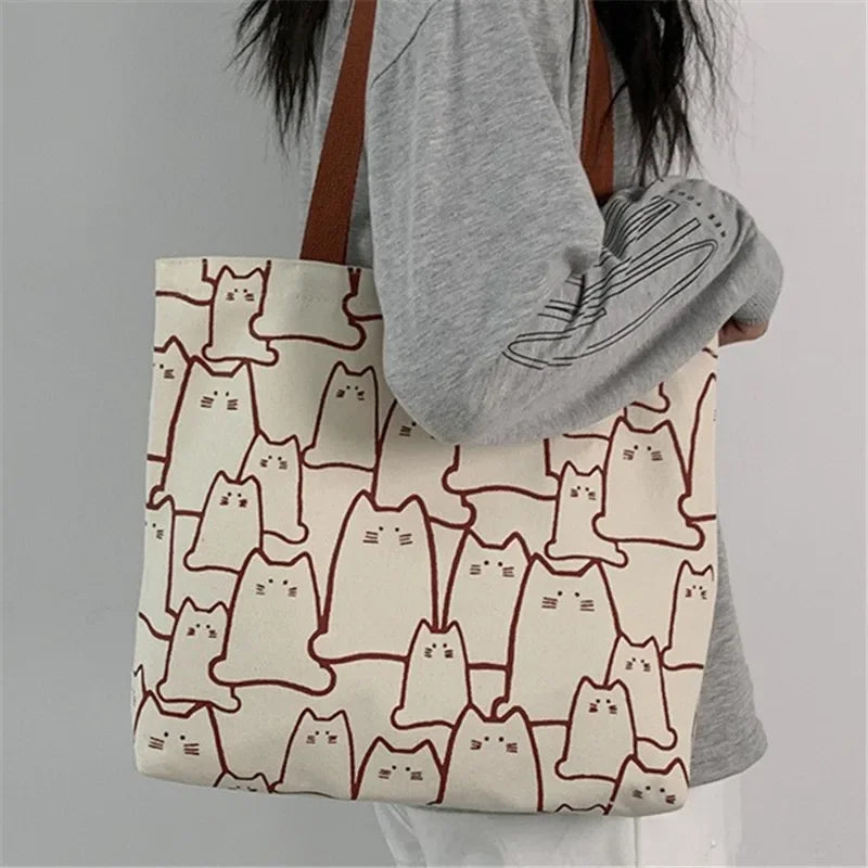 Graphic Print Everyday Tote Shoulder Bag with Structured Carry Design