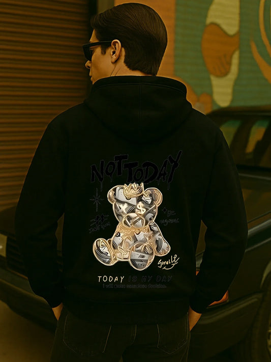 Anime-Inspired Teddy Graphic Oversized Hoodie with Cozy Streetwear Aesthetic