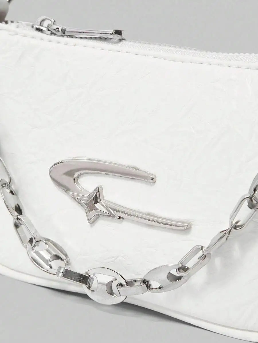Mini Crescent Camera Shoulder Bag with Chain Strap Contemporary Street Style