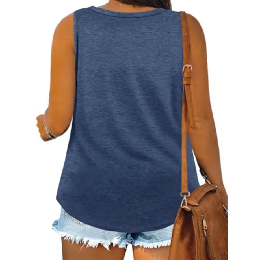 Relaxed Scoop Neck Tank Top with Loose Fit Casual Everyday Summer Style