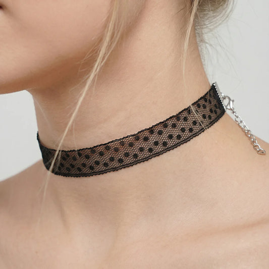 Sheer Lace Gothic Choker Necklace for Dark Feminine Alternative Fashion