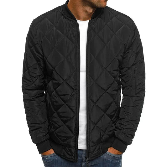 Men's Quilted Bomber Jacket with Lightweight Urban Streetwear Styling