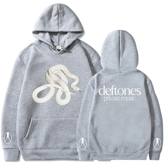 Minimalist Serpent Graphic Hoodie with Relaxed Streetwear Silhouette and Logo Design