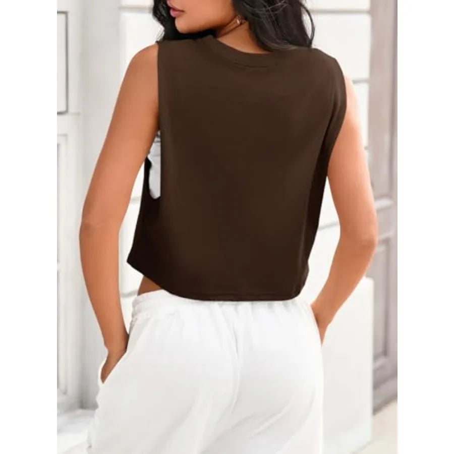 Women's Boxy Cropped Tank Top for Casual Athletic Streetwear Everyday Summer Comfort Style