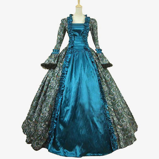 Victorian Gothic Lace Panel Ball Gown with Regal Silhouette