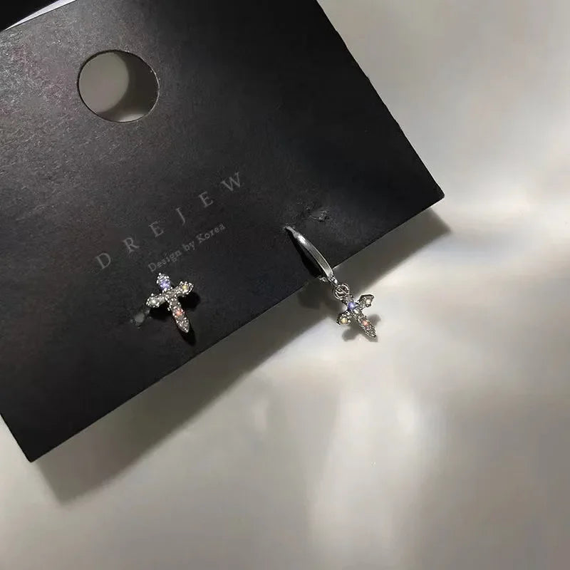 Minimalist Cross Stud Earrings for Gothic and Alternative Looks
