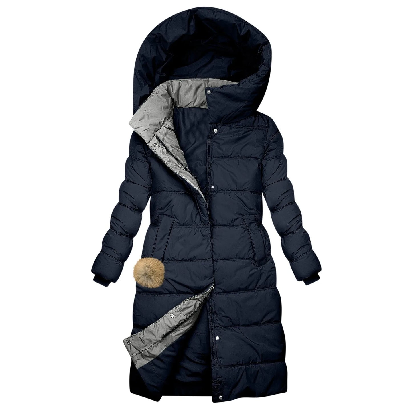 Women's Hooded Quilted Puffer Jacket Warm Casual Winter Zip-Up Outerwear Coat