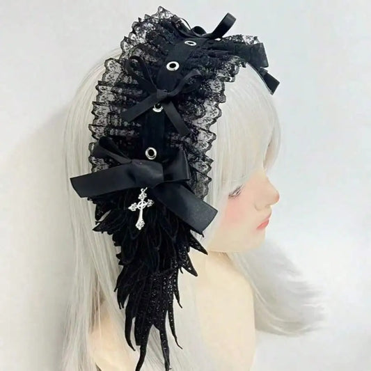 Dark Angel Wing Headdress Gothic Fantasy Statement Hair Accessory
