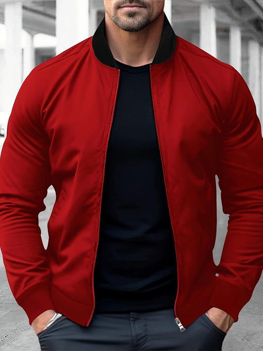 Men's Stand Collar Zip-Up Lightweight Casual Streetwear Jacket