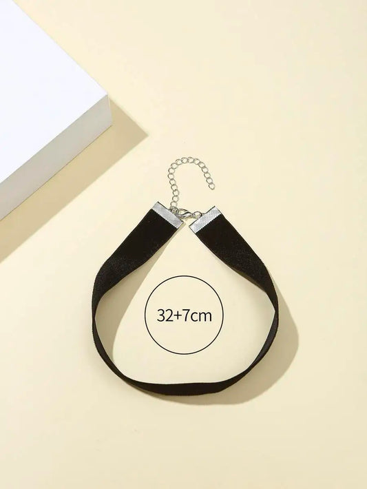 Minimalist Velvet Choker Necklace for Gothic Grunge and Dark Feminine Styling