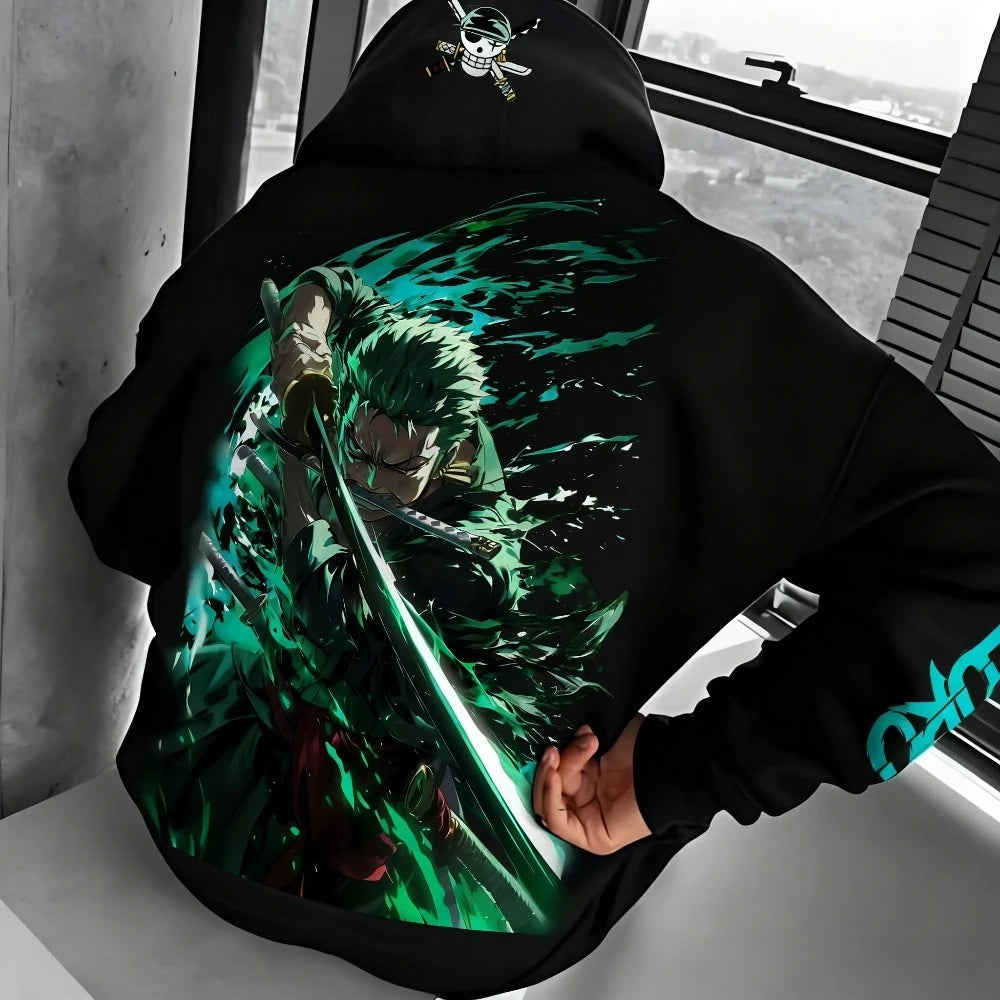 Anime Manga Streetwear Hoodie With Oversized Graphic Battle Art Design
