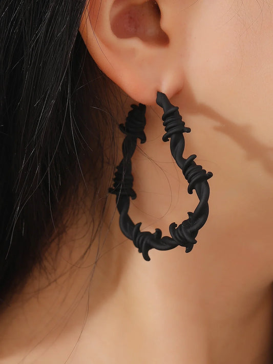 Barbed Wire Heart Hoop Earrings for Gothic Punk Alternative Fashion