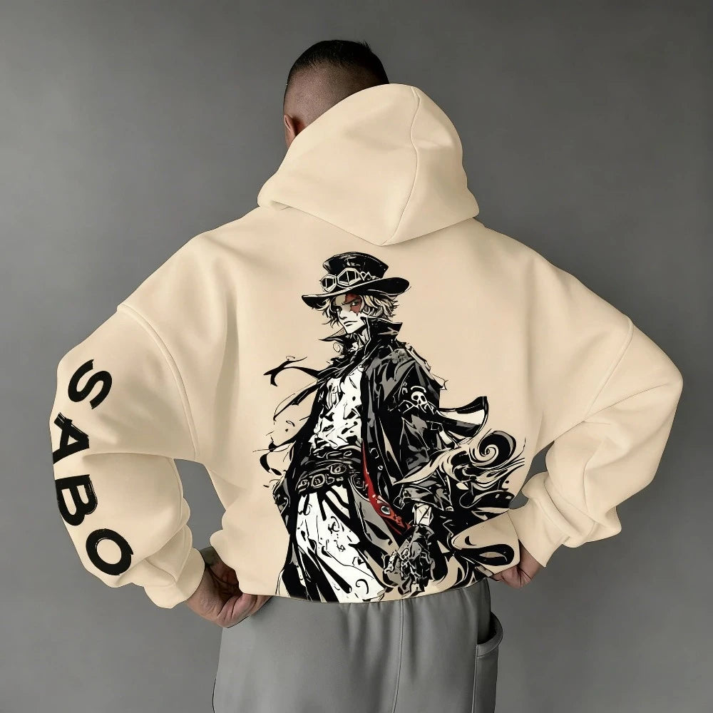Anime Manga Oversized Hoodie With Japanese Streetwear Warrior Illustration Artwork