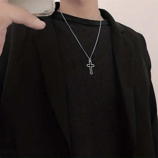 Minimalist Cross Pendant Necklace With Gothic Inspired Alternative Streetwear Appeal