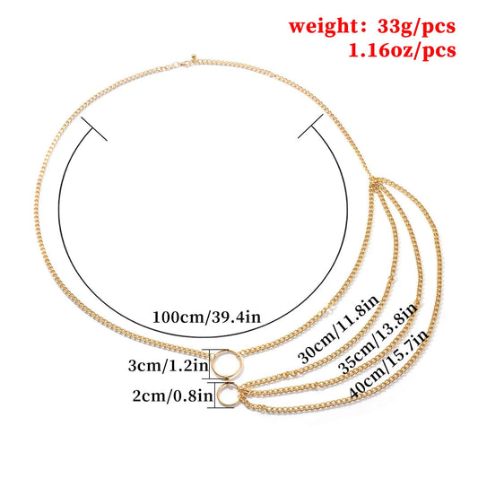 Retro Multi-Layer Circle Waist Chain for Punk and Alternative Fashion Looks