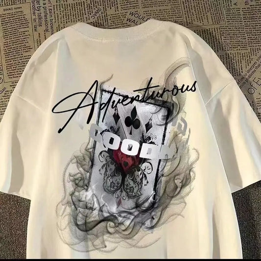 Oversized Abstract Graphic Cotton T-Shirt with Artistic High Street Design