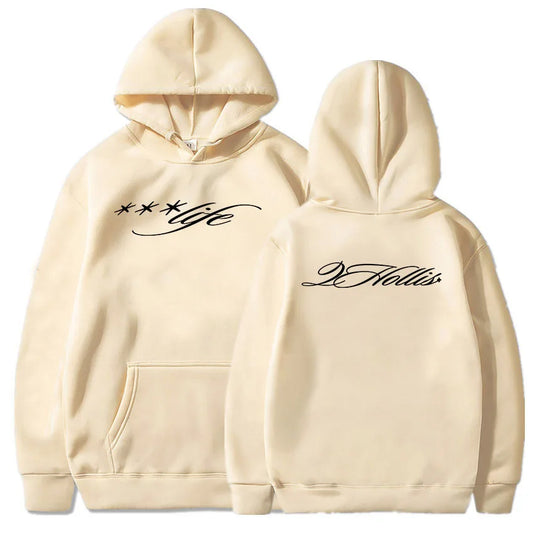 Minimalist Script Graphic Hoodie with Relaxed Streetwear Silhouette and Back Print