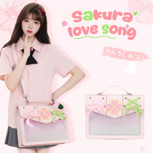 Display Window Tote Bag with Ribbon Accents Detachable Shoulder Strap Design