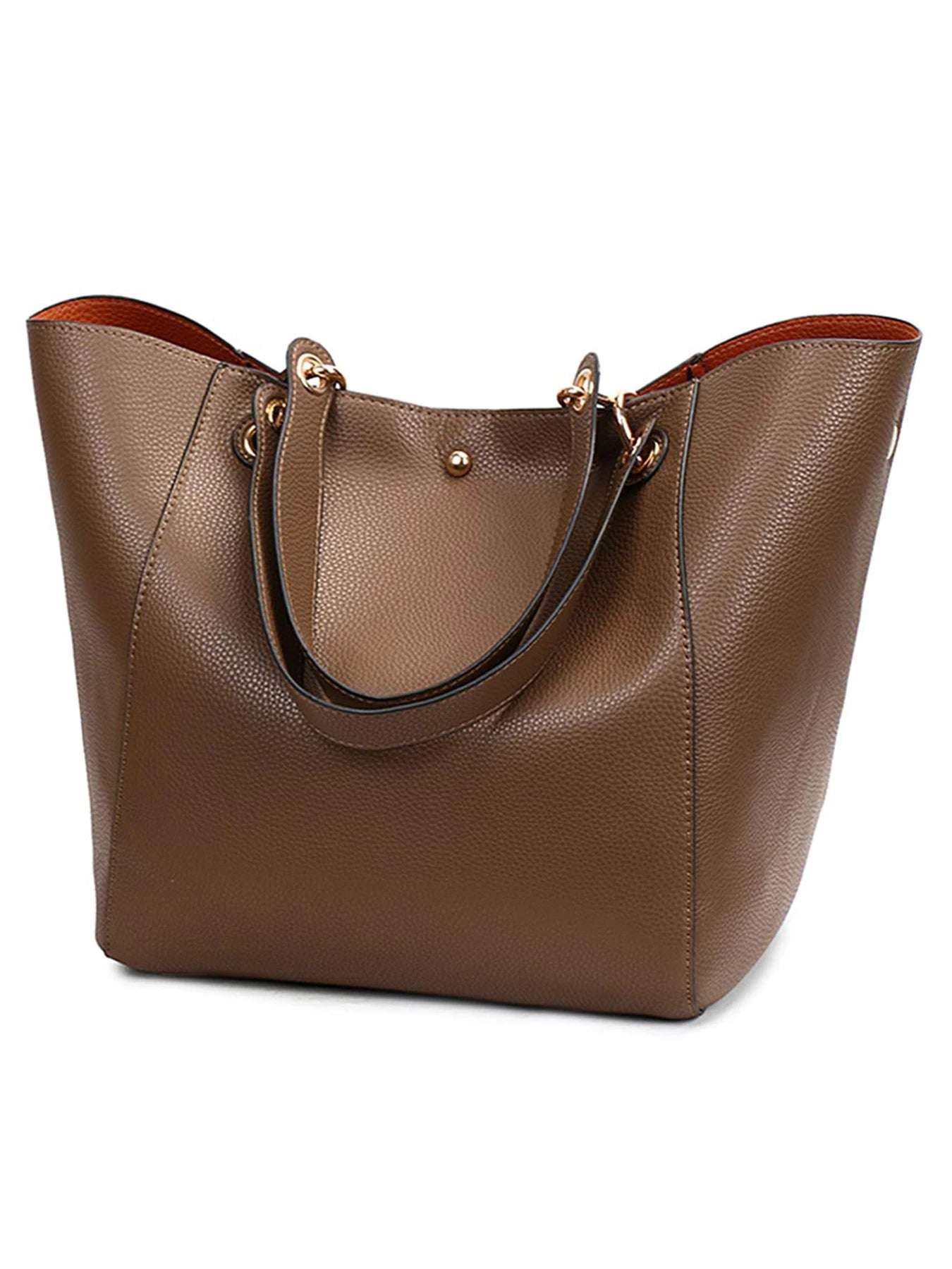 Large Capacity PU Leather Tote Bag with Minimalist Top Handle Design