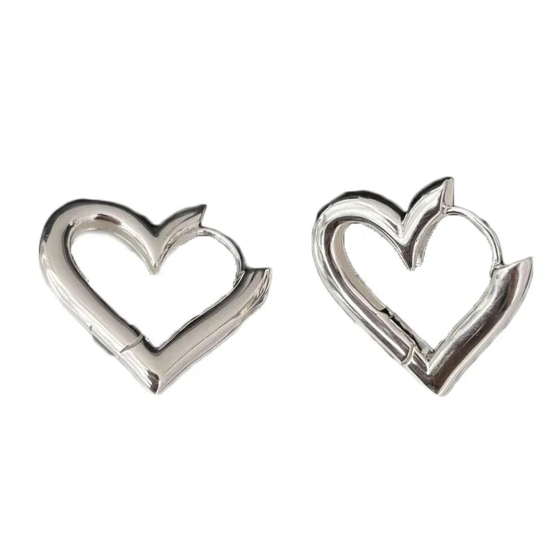 Heart Outline Stud Earrings Romantic Alternative Fashion Jewelry