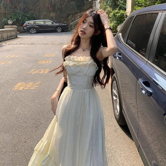 Layered Chiffon Dark Coquette Alternative Fashion Maxi Dress