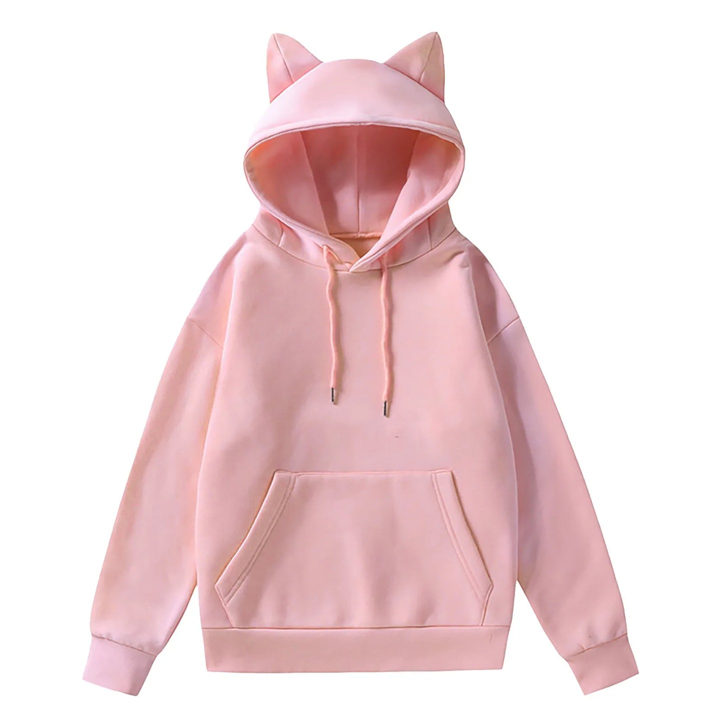 Minimalist Anime Cat Ear Hoodie with Kawaii Streetwear Aesthetic Design