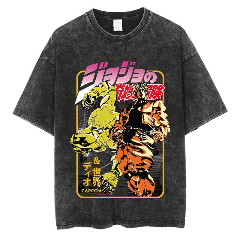 Anime Goth Manga Poster Streetwear Tee with Vintage Graphic Aesthetic