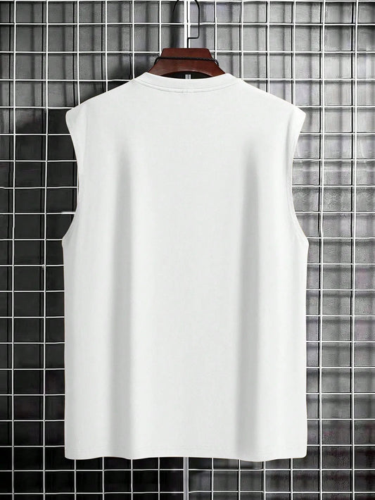 Geometric Art Cotton Tank Top with Contemporary Japanese Streetwear Inspired Graphic Design